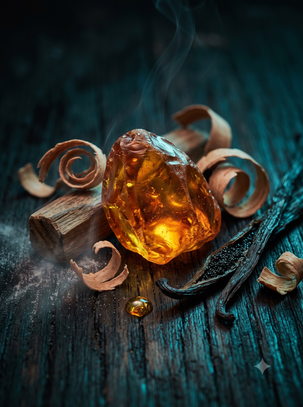 Amber, vanilla and wood — the base