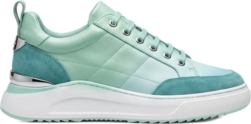 The Verde — seafoam nappa and suede sneaker
