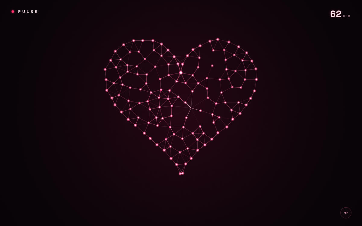 PULSE — a heart drawn as a constellation of glowing wired nodes