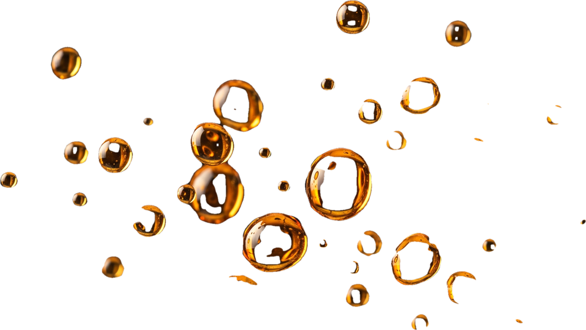flying amber droplets